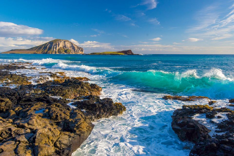 oahu beach waves breaking over rocks