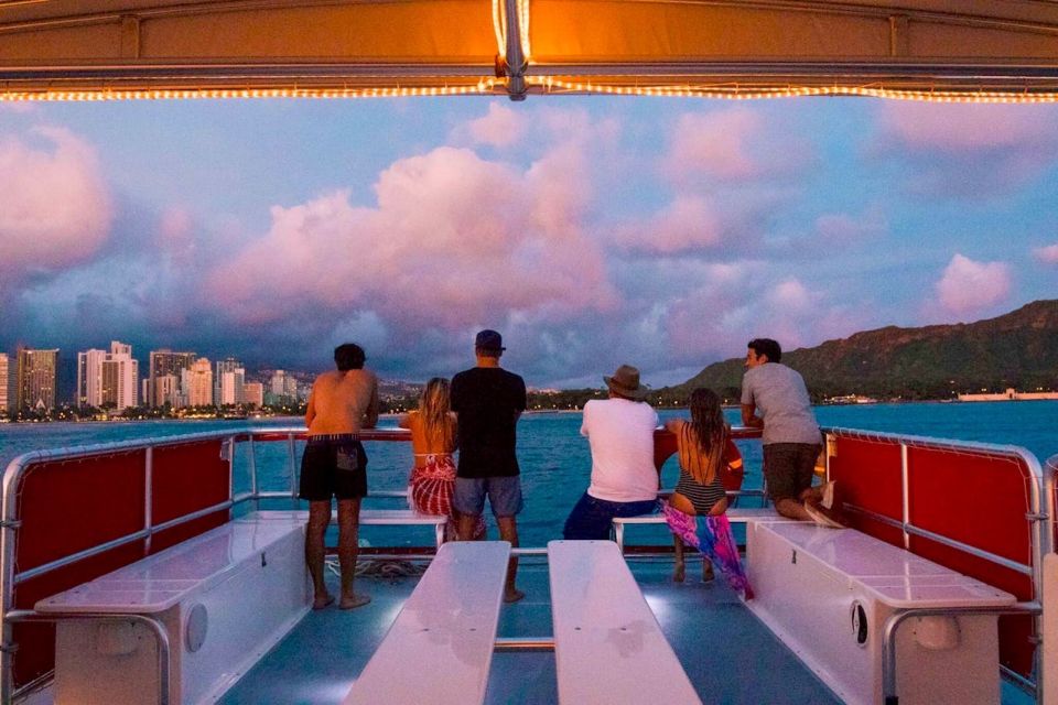 Oahu- Waikiki Glass Bottom Boat Sunset Cruise people watching sunset from boat